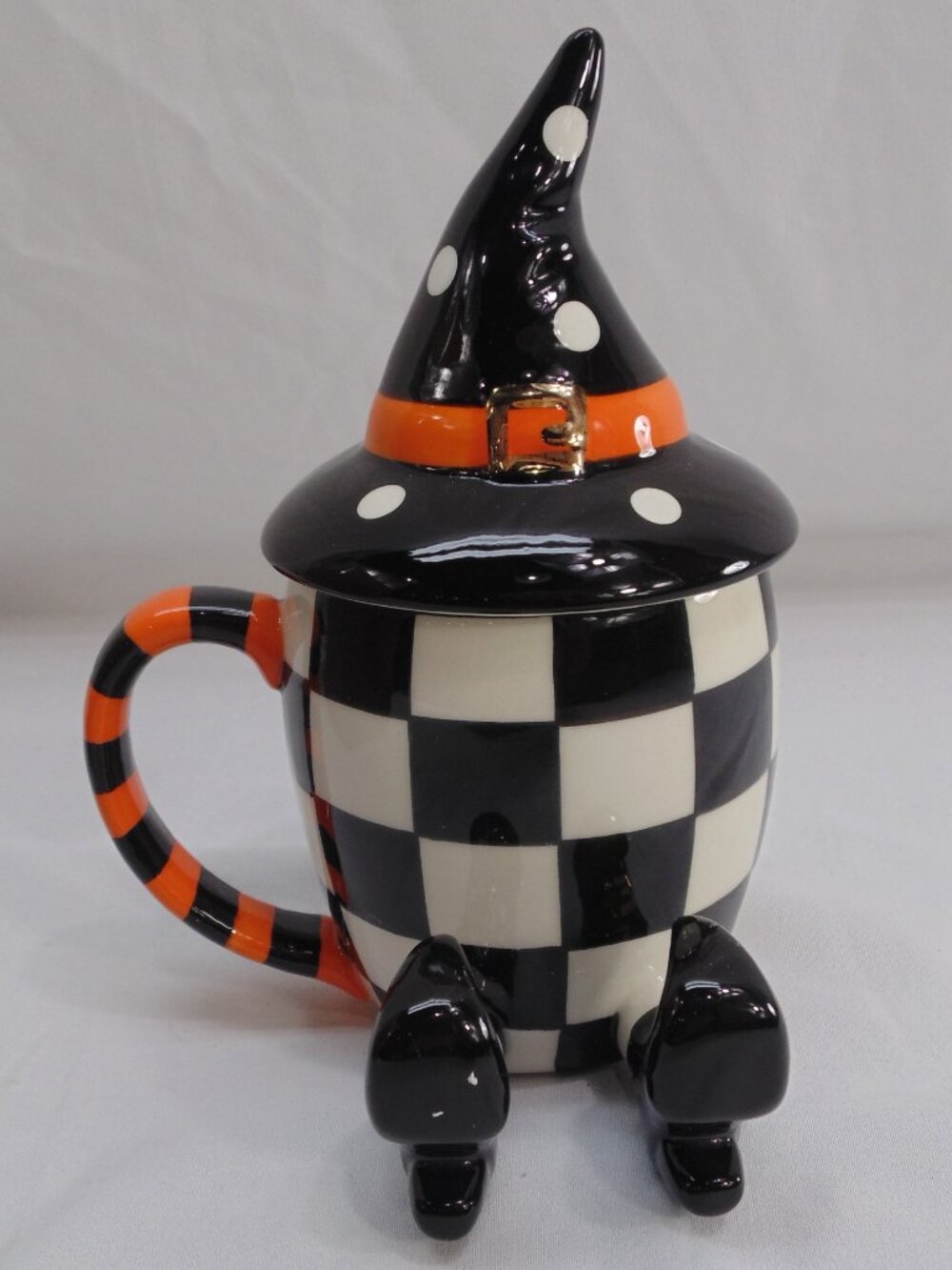New MacKenzie-Childs Witches Brew Lidded Ceramic Mug Halloween - Picture 3 of 5